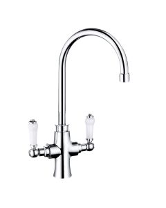 Rura Chrome two handle Kitchen mixer