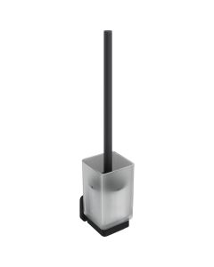 Trisen Matt Black Toilet Brush Holder With Glass